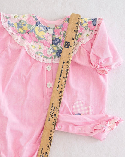 Vintage Pink Floral Accent Jumpsuit Romper: 9m
