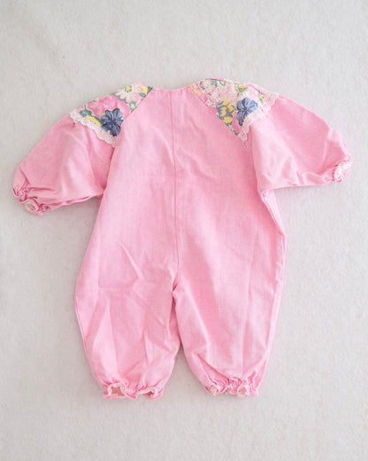 Vintage Pink Floral Accent Jumpsuit Romper: 9m