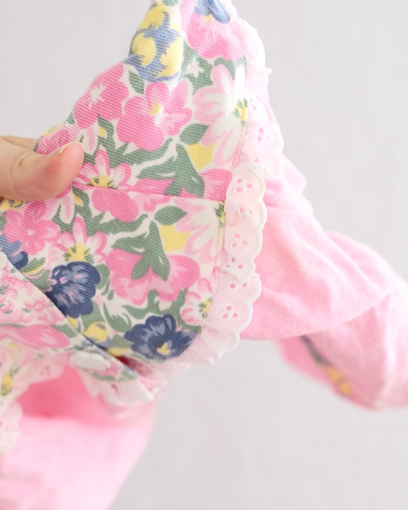 Vintage Pink Floral Accent Jumpsuit Romper: 9m