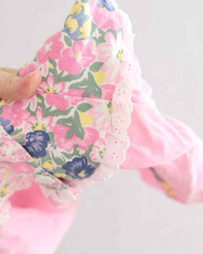 Vintage Pink Floral Accent Jumpsuit Romper: 9m