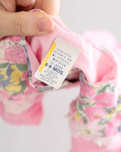 Vintage Pink Floral Accent Jumpsuit Romper: 9m
