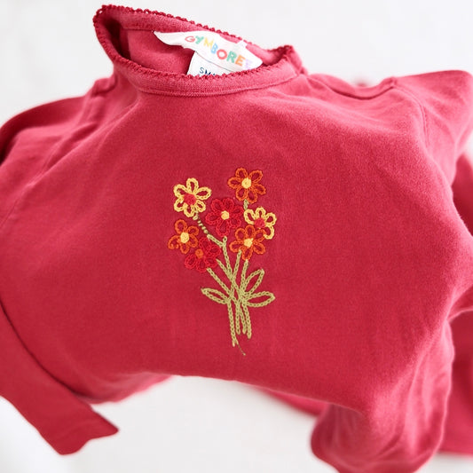 1999 Vintage Gymboree Autumn Berries Floral Embroidered Top, Pullover & Leggings Set, size 2-3T