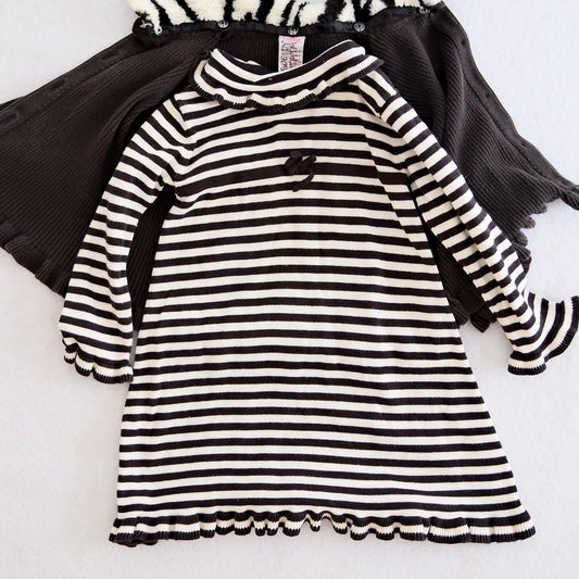 2003 Vintage Gymboree Mod Zebra Striped Sweater Dress & Ruffle Cardigan Set, size 3T