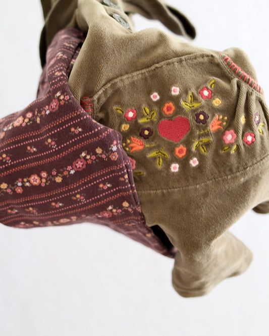 2006 Vintage Gymboree Harvest Leaves Olive Velour Hooded Dress & Floral Leggings Set, size 3T