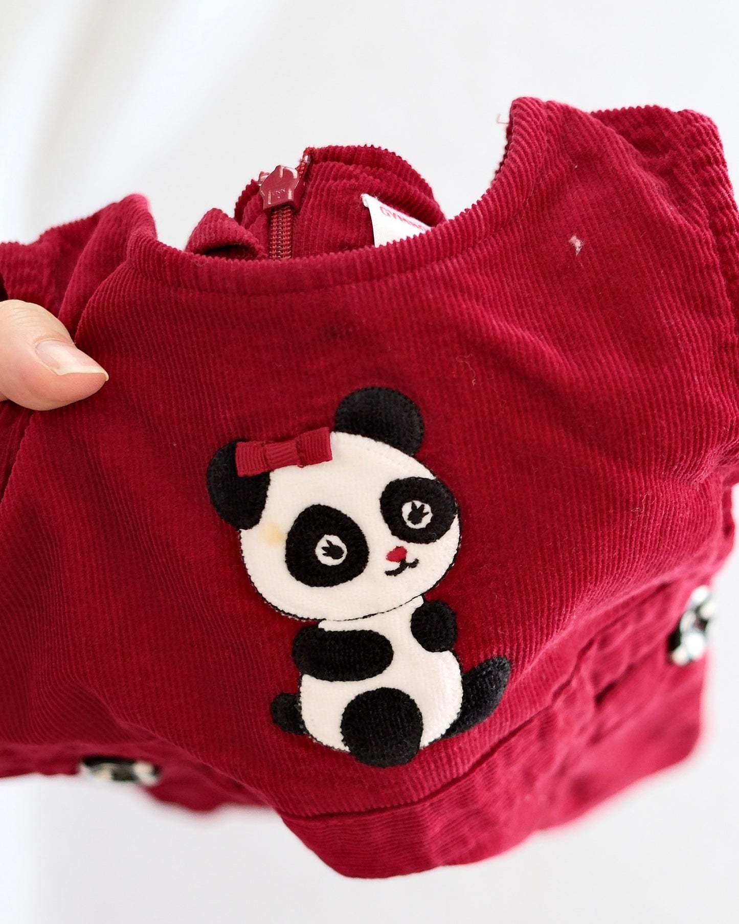 2008 Y2K Gymboree Holiday Panda Corduroy Jumper Dress & Polka Dot Pants Bundle, size 3T