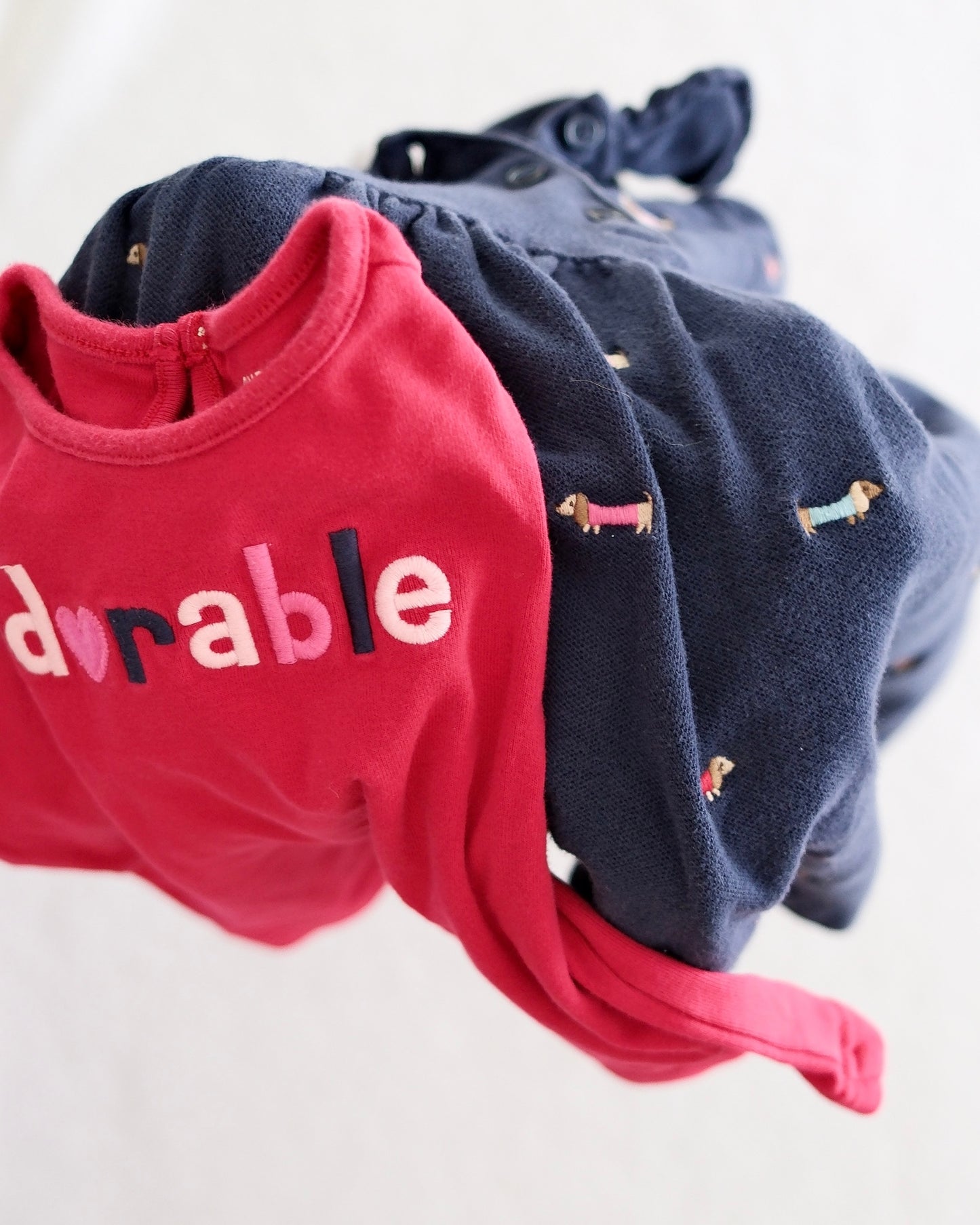 2008 Y2K Gymboree Puppy School Dachshund Embroidered Polo Dress & "Adorable" Top Set, size 2/3T