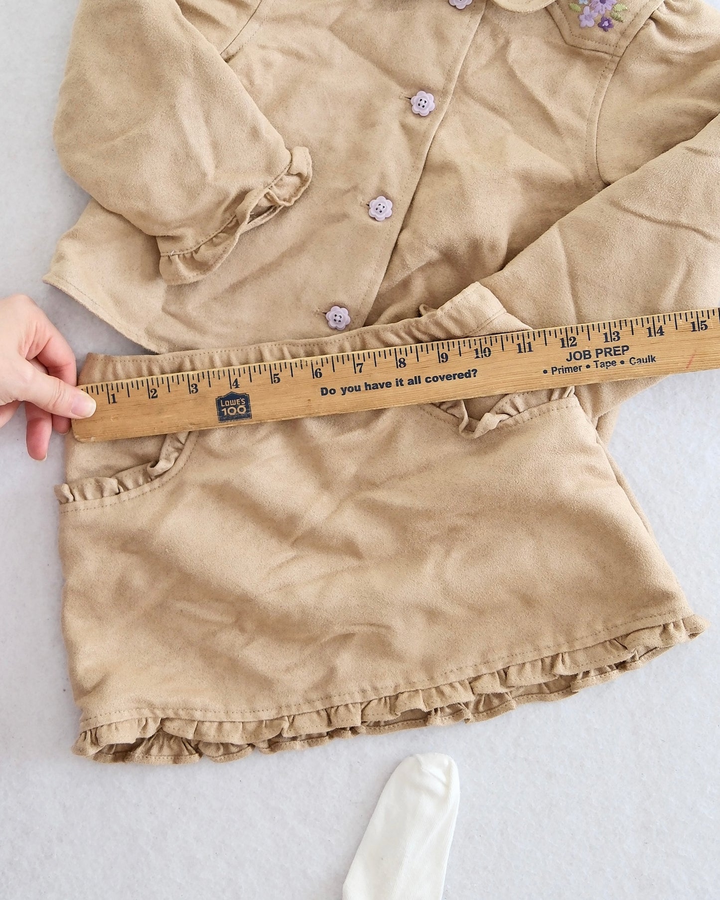 2009 Y2K Cowgirl at Heart Gymboree Faux Suede Jacket, Skirt & Horse Tights Set, size 3T