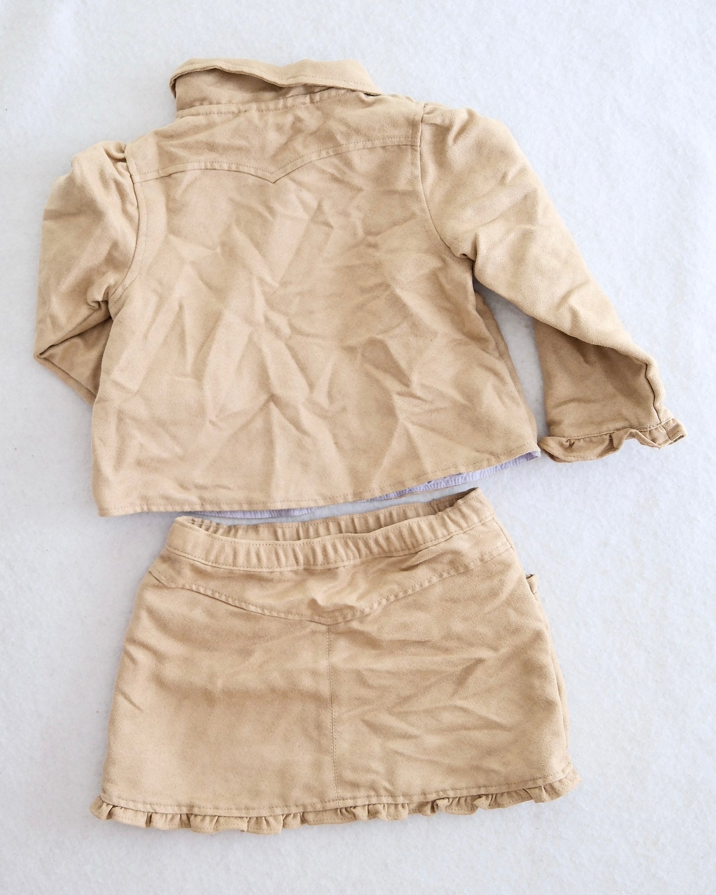 2009 Y2K Cowgirl at Heart Gymboree Faux Suede Jacket, Skirt & Horse Tights Set, size 3T