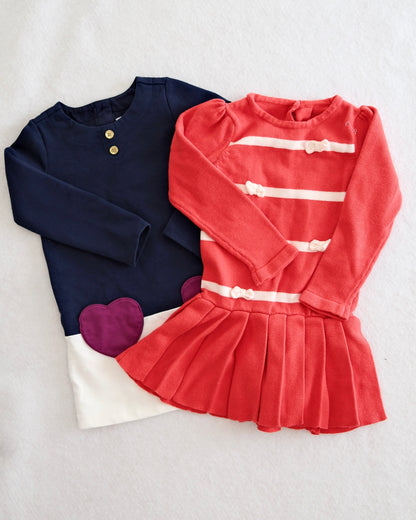2014 Y2K Gymboree Heart Colorblock & Striped Bow Sweater Dress Bundle, size 3T