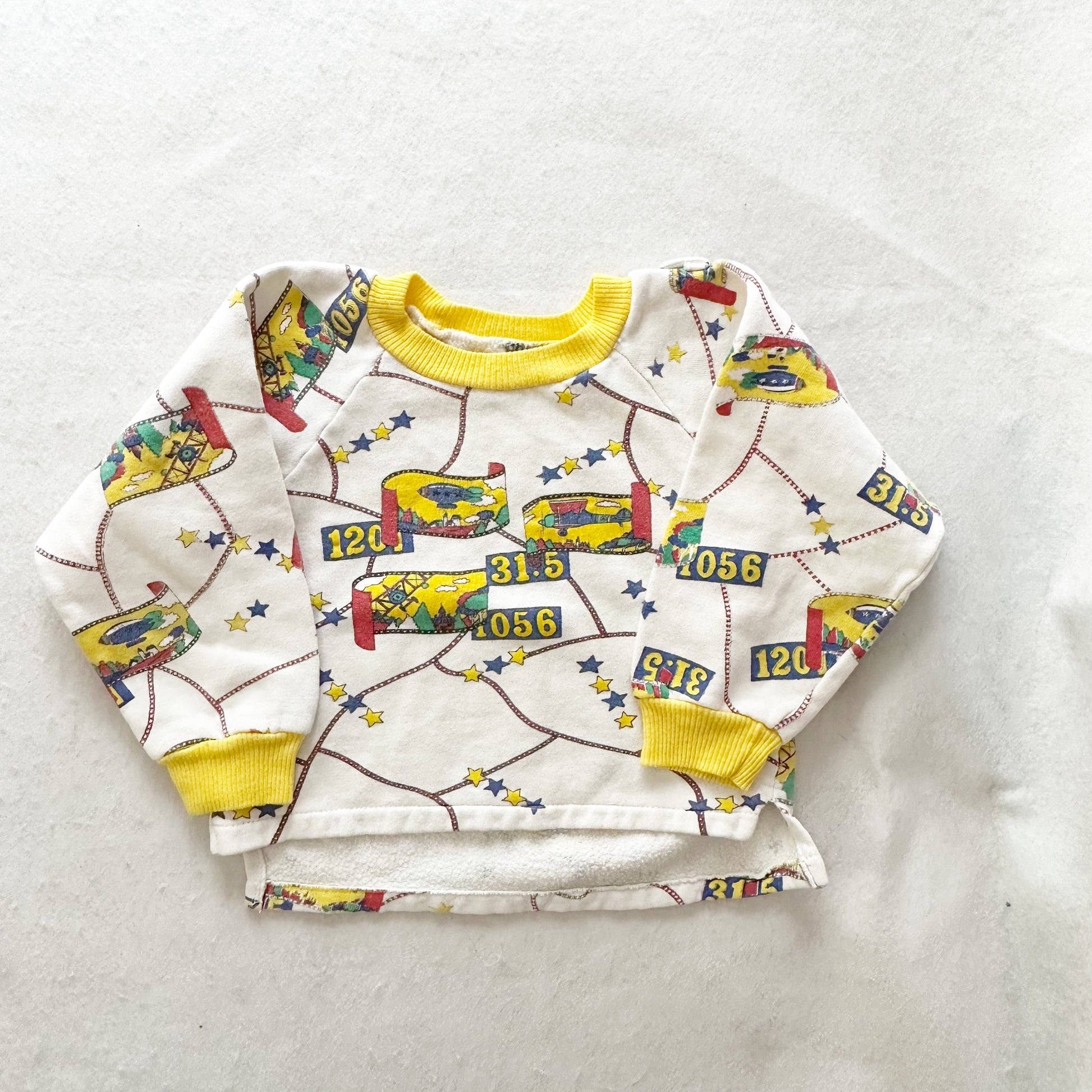 Vintage Stars and Airplanes Sweatshirt: 24m? - Yellow Clover Vintage Kids Clothes