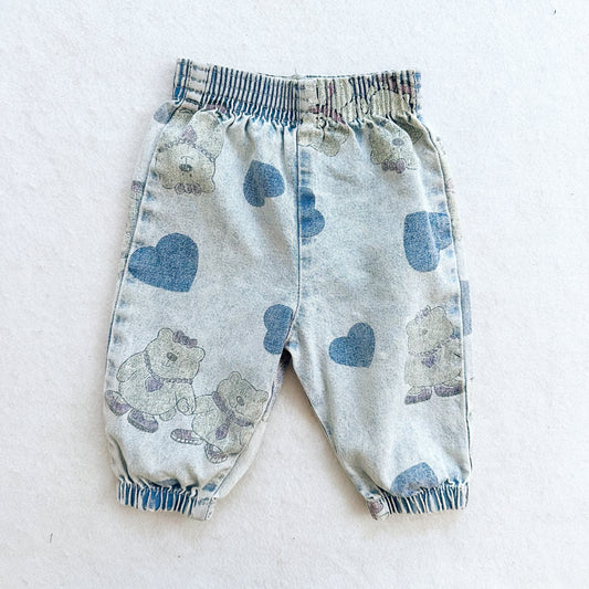 Vintage Kuzzins Teddy Bear Jogger Jeans: 6m? - Yellow Clover Vintage Kids Clothes