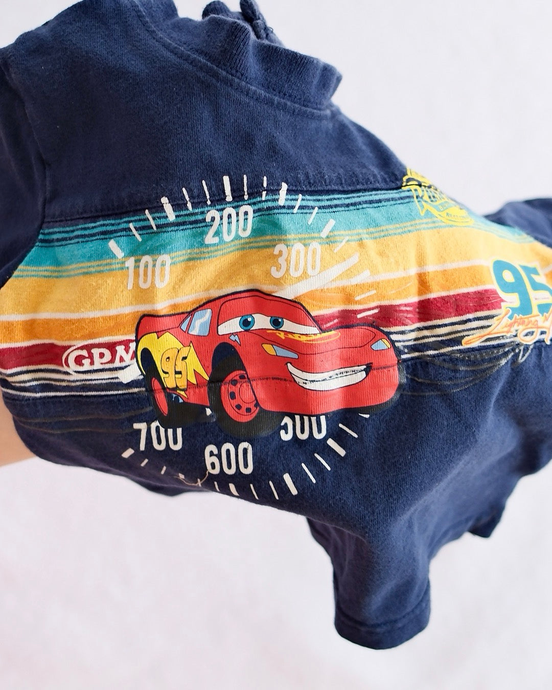 Y2K Disney Pixar Cats Lightning McQueen Tee: 12m - Yellow Clover Vintage Kids Clothes