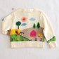 Vintage Copper Key Farm Scene Kids Cardigan Sweater - Yellow Clover Vintage Kids Clothes