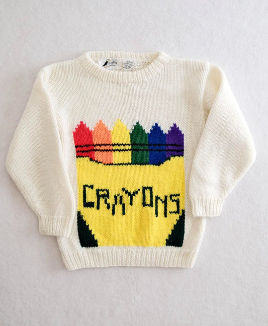 Vintage Puffins Brand Kids Crayons Knit Pullover Sweater