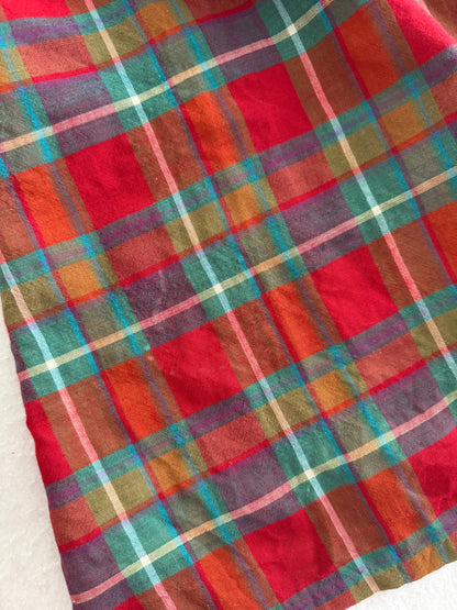 Vintage Japanese Rainbow Plaid Denim Yoke Dress: 6y?