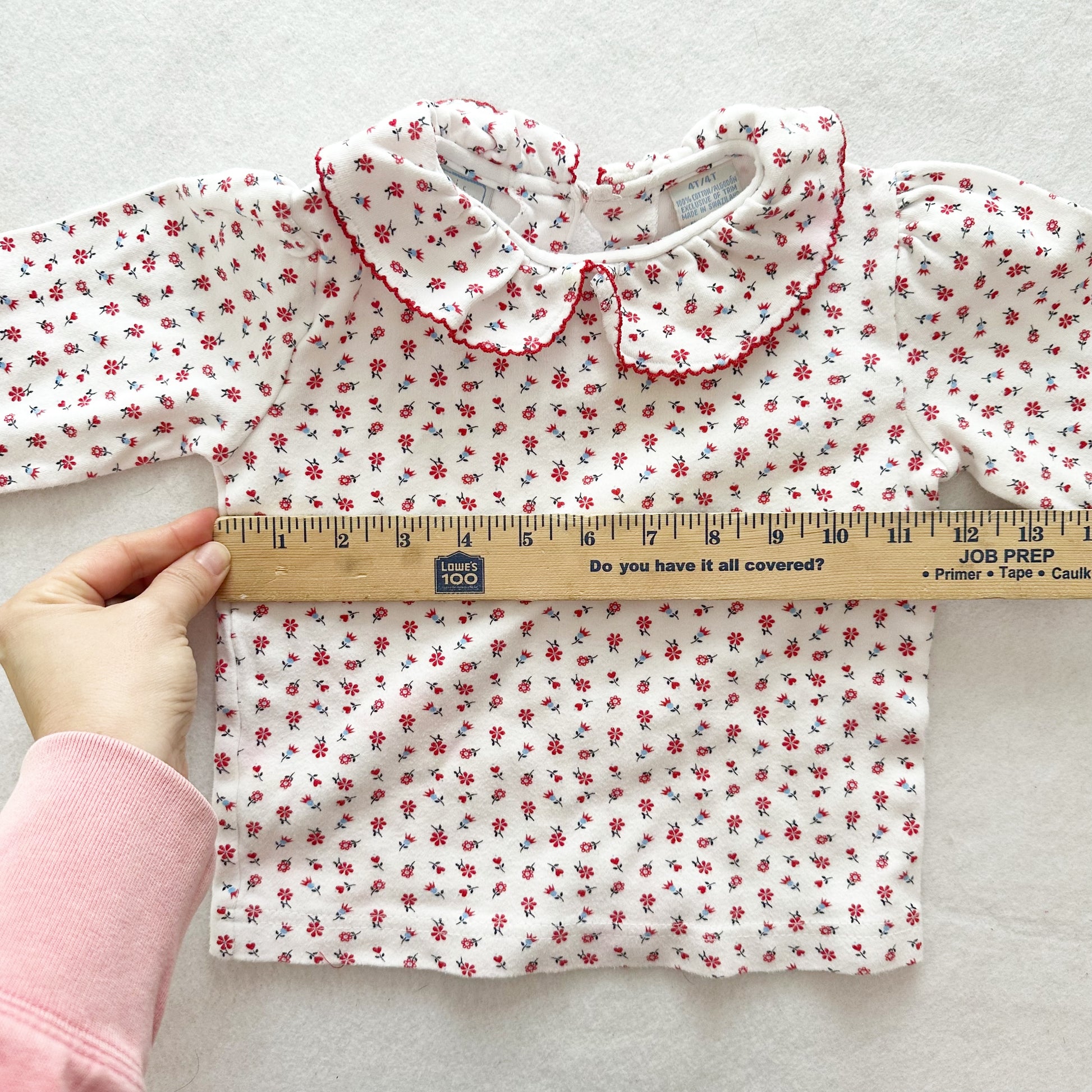Y2K Basic Editions Floral Ruffle Collar Top: 4T - Yellow Clover Vintage Kids Clothes