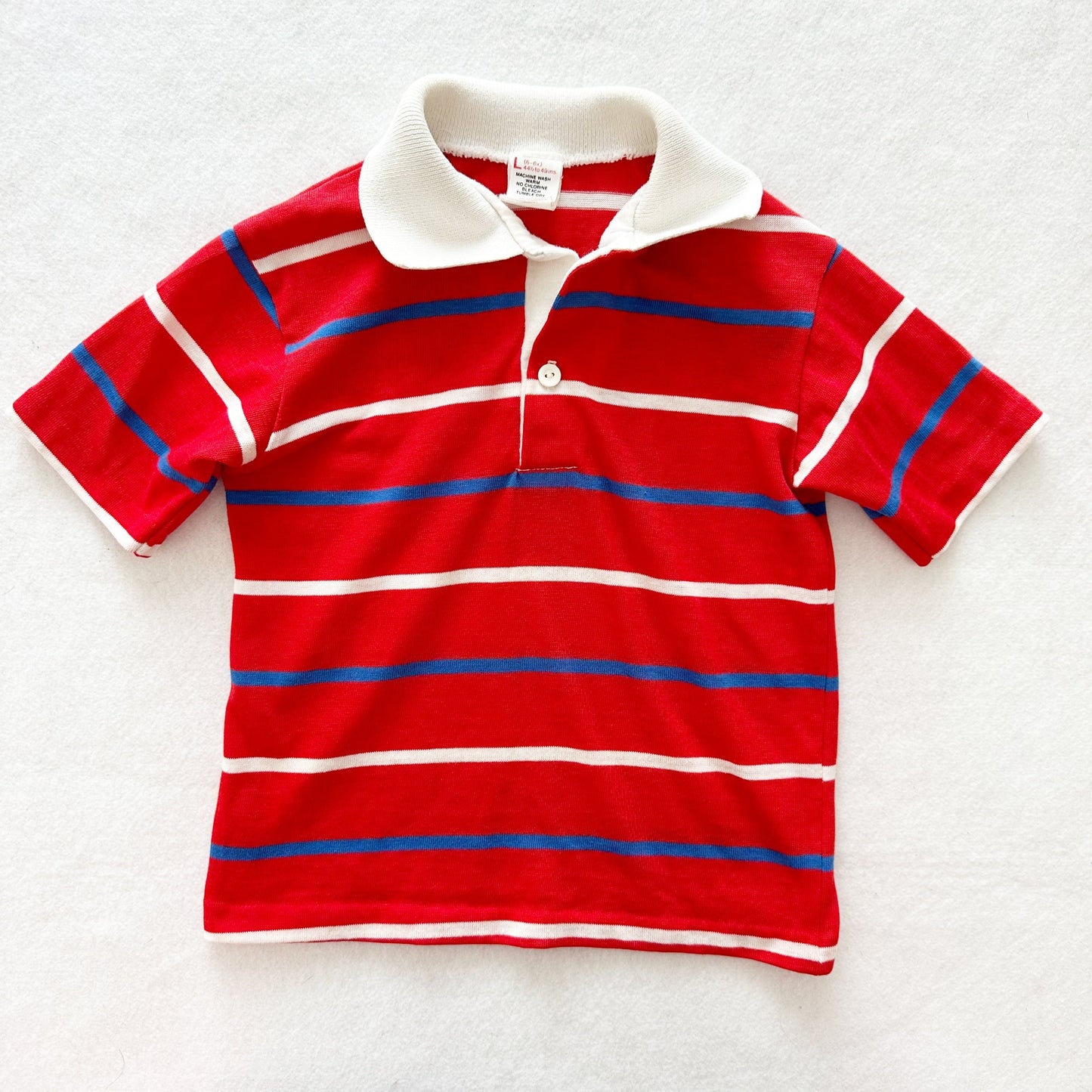 Vintage Sears Red Striped Polo Shirt: 4/5T? - Yellow Clover Vintage Kids Clothes