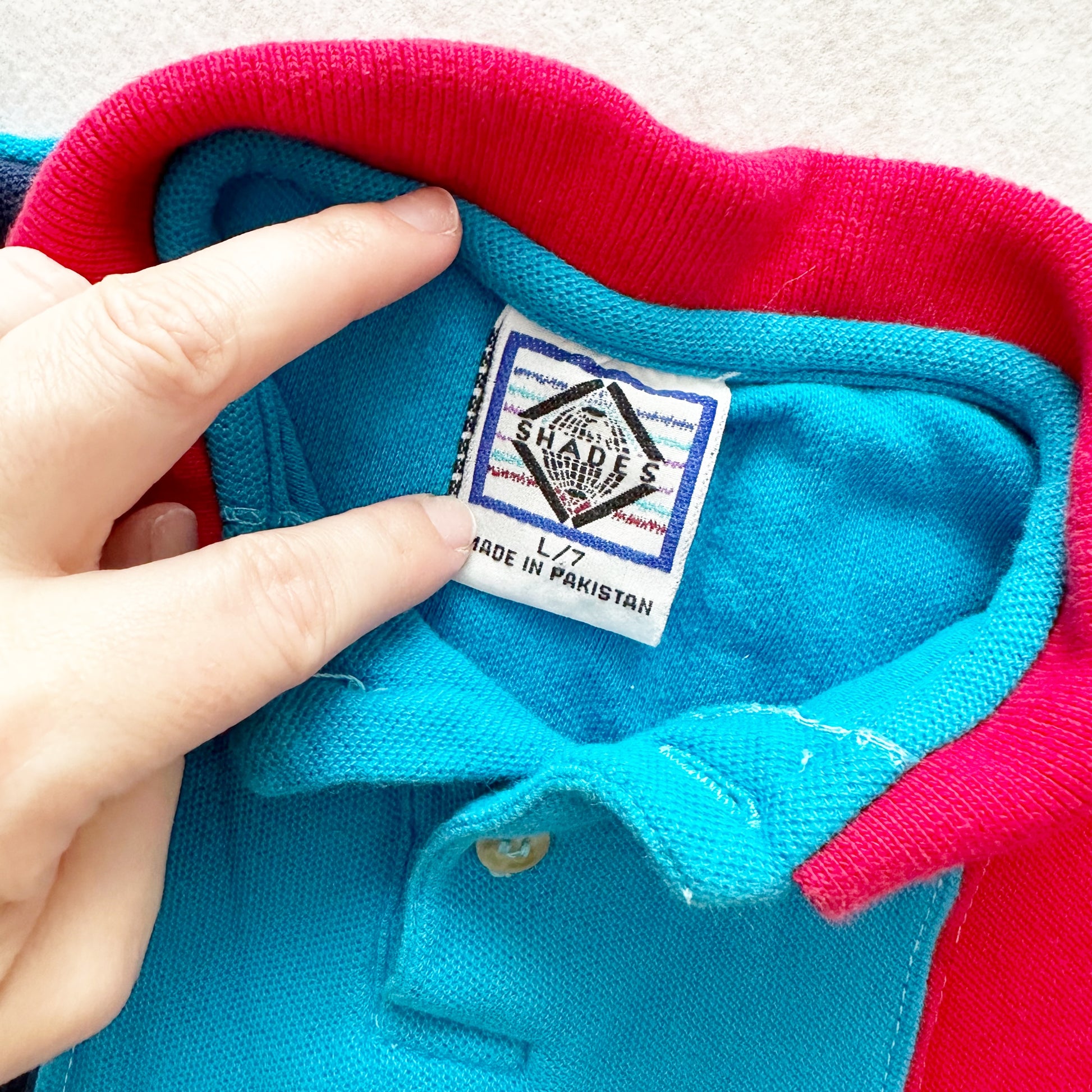 Vintage Shades Colorblock Polo Shirt: 3/4T? - Yellow Clover Vintage Kids Clothes