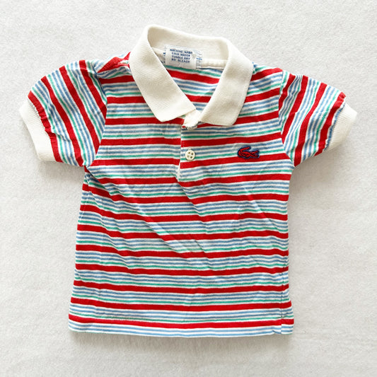 Vintage Izod Lacoste Striped Polo Shirt: 12m - Yellow Clover Vintage Kids Clothes