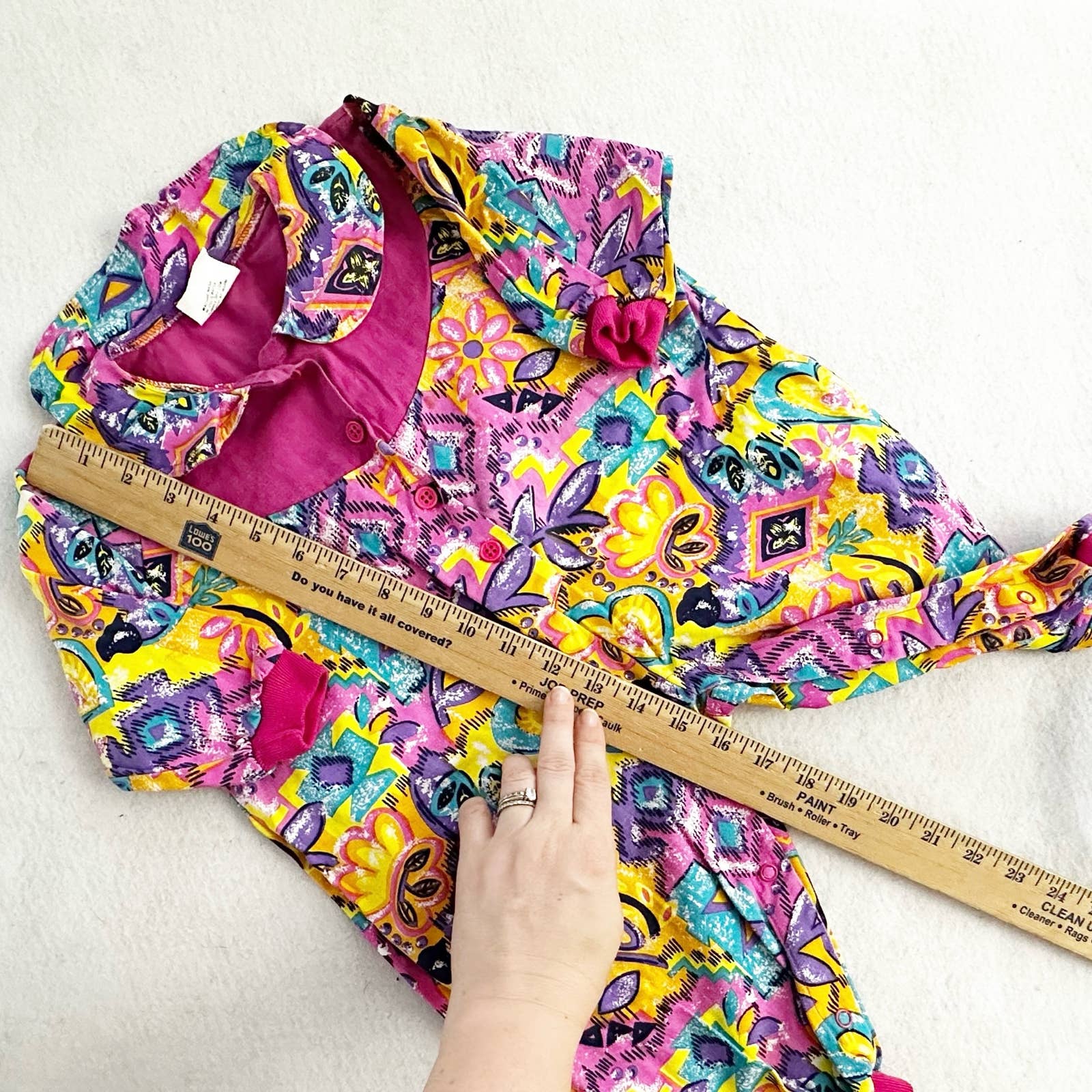 Vintage Rainbow Connection Funky Floral Jumpsuit Romper: 18m? - Yellow Clover Vintage Kids Clothes