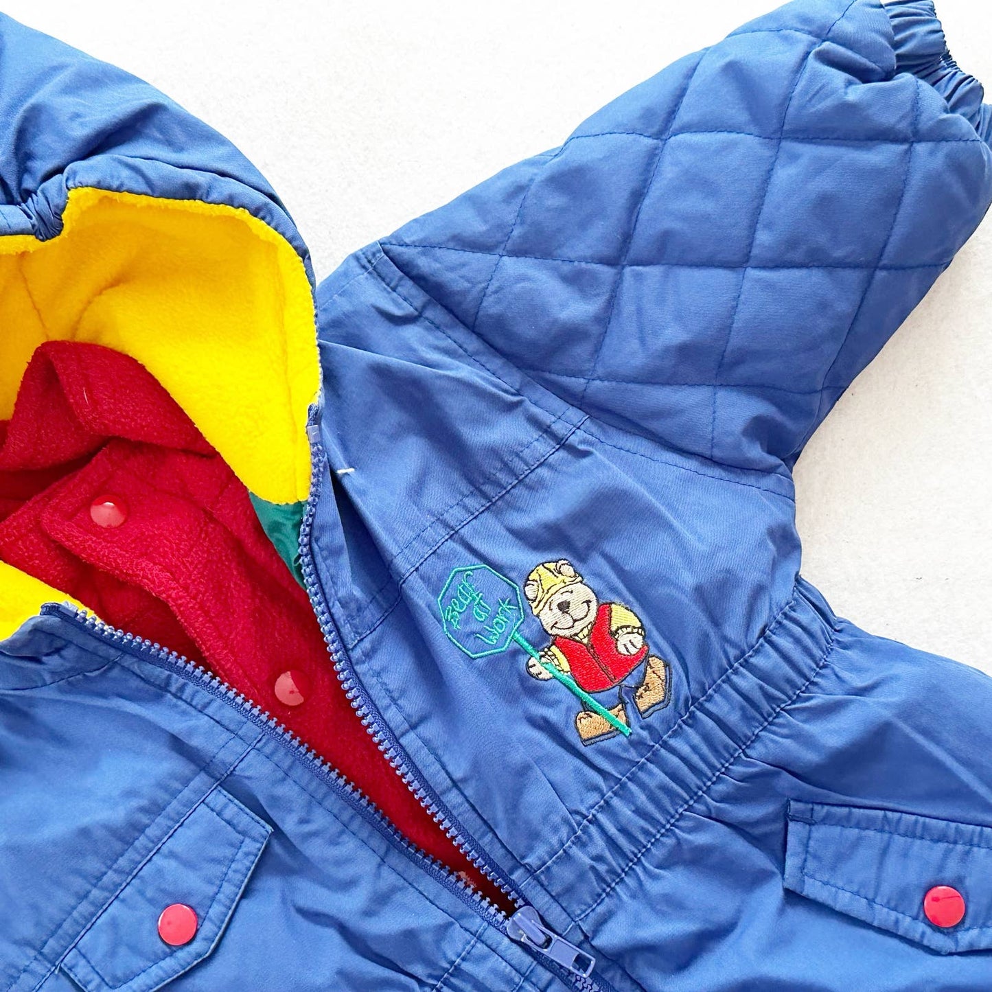 Vintage Weather Tamer Bear at Work Snowsuit Bunting: 12m+ - Yellow Clover Vintage Kids Clothes