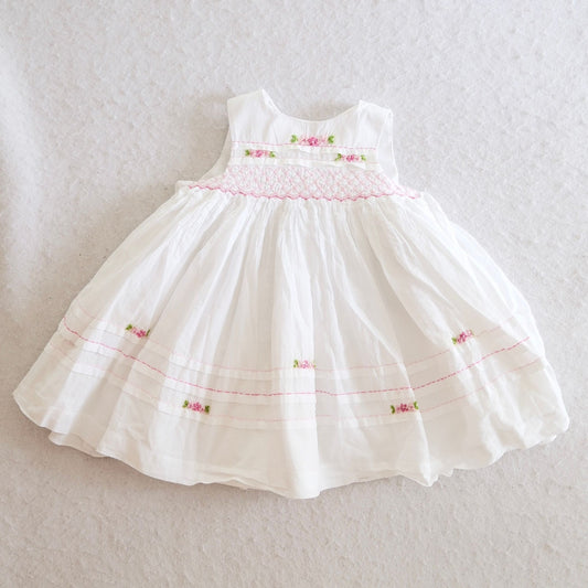 Modern Laura Ashley White Smocked Floral Baby Dress, 12M