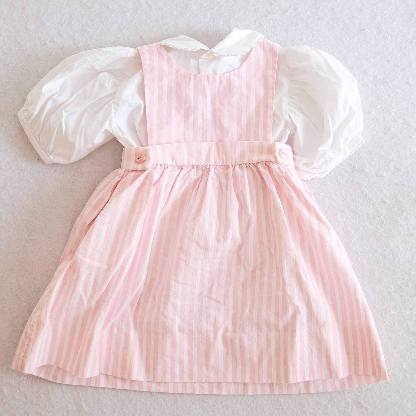 Vintage Chocolate Soup Pink Stripe Toddler Pinafore Set, 2T