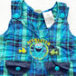 Vintage Sesame Street Cookie Monster Scuba Plaid Romper: 12m - Yellow Clover Vintage Kids Clothes