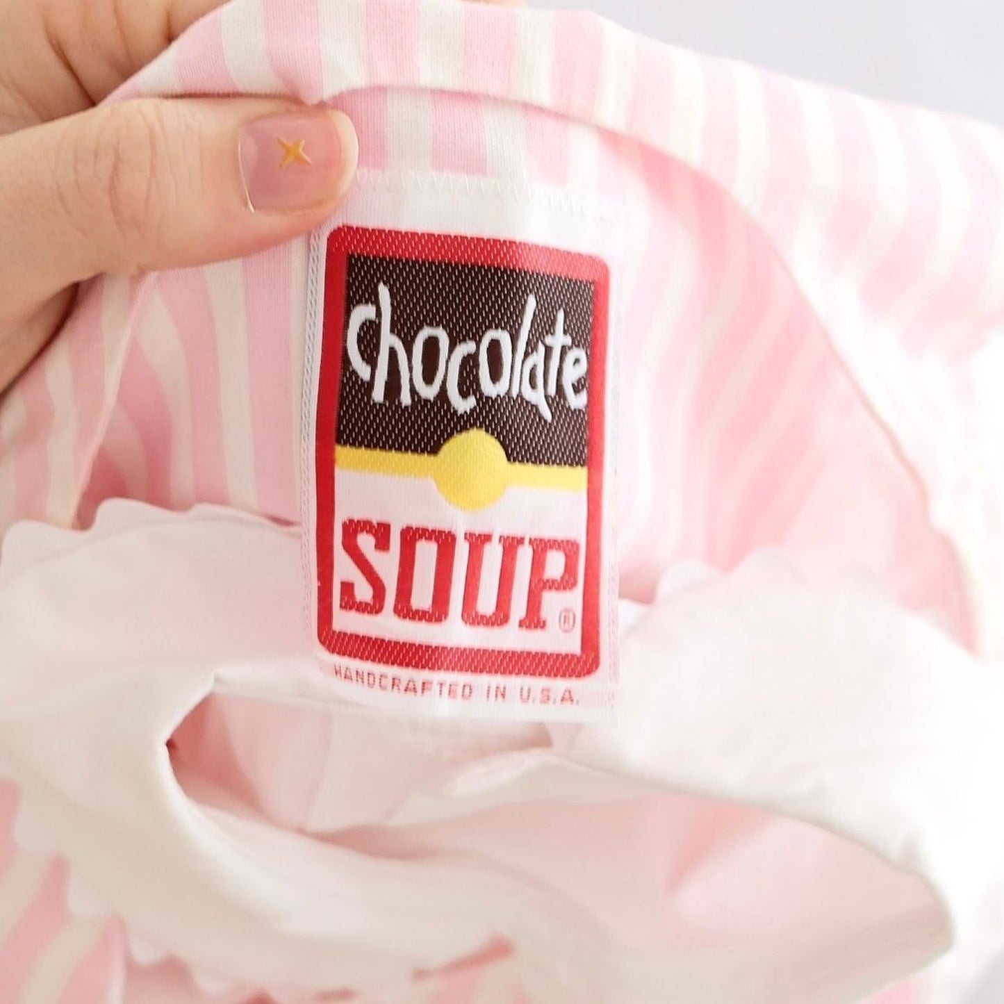 Vintage Chocolate Soup Pink Stripe Toddler Pinafore Set, 2T