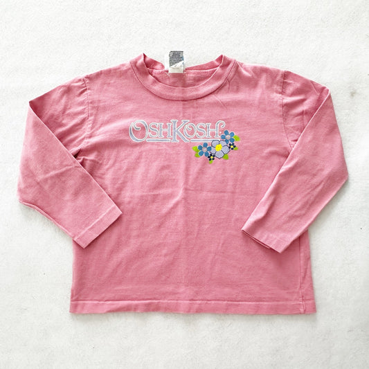 Vintage OshKosh Logo Pink Flower Long Sleeve Tee: 5T? - Yellow Clover Vintage Kids Clothes