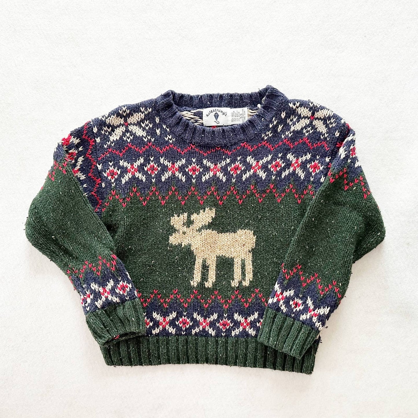 Vintage Kitestrings Moose Sweater: 5/6y - Yellow Clover Vintage Kids Clothes