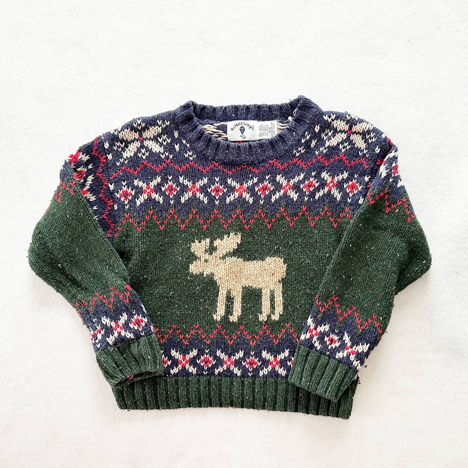 Vintage Kitestrings Moose Sweater: 5/6y - Yellow Clover Vintage Kids Clothes