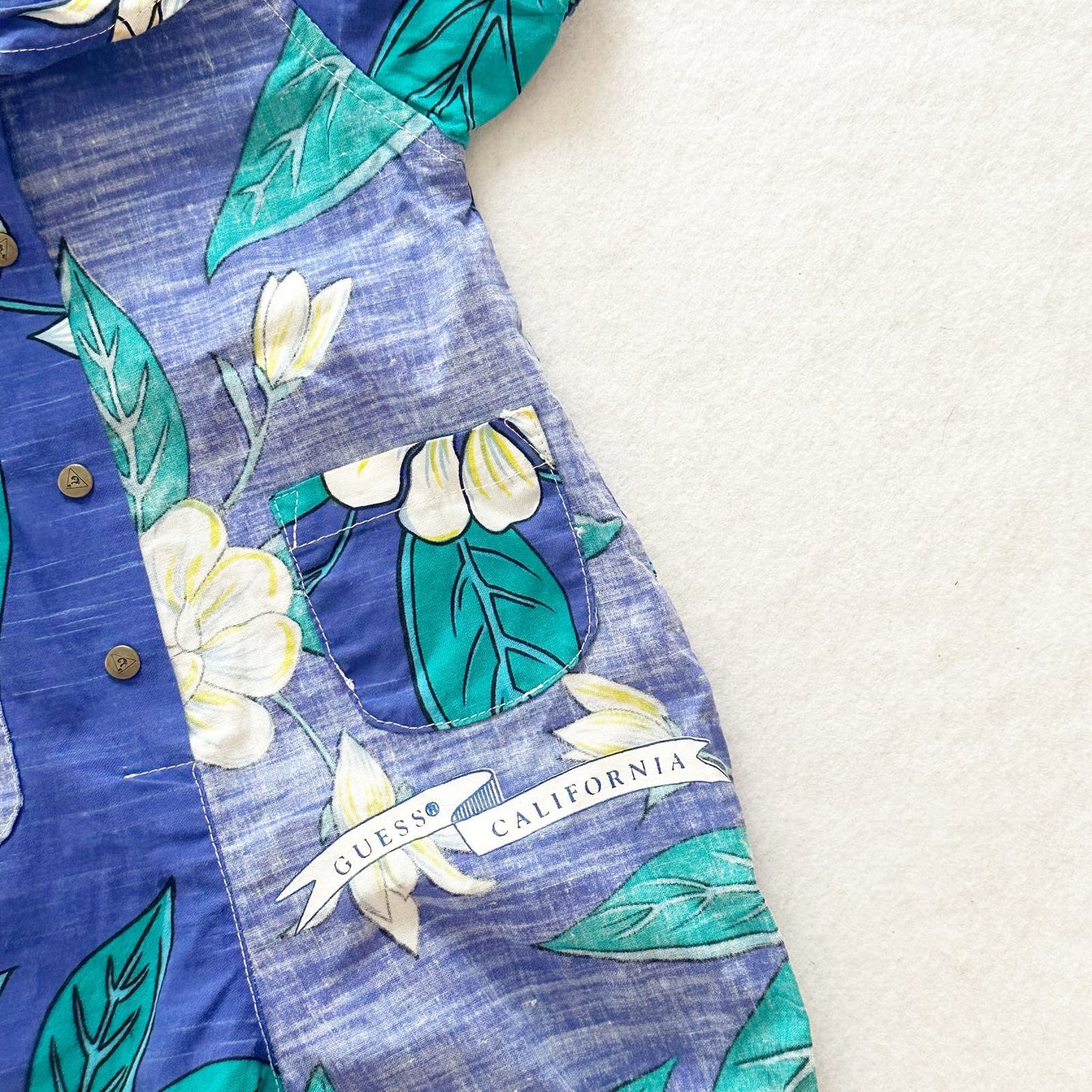 Vintage Baby Guess Tropical Floral Romper: 12m - Yellow Clover Vintage Kids Clothes