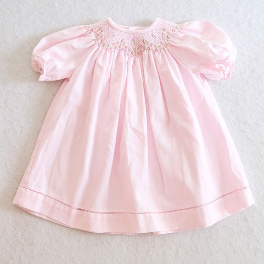 Modern Luli & Me Pink Smocked Baby Bishop Dress, 9M