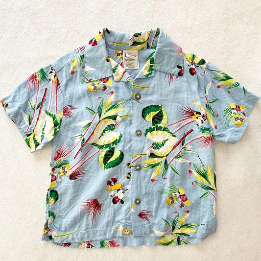 Vintage Disney Store Mickey Hawaiian Button Shirt: 6y - Yellow Clover Vintage Kids Clothes