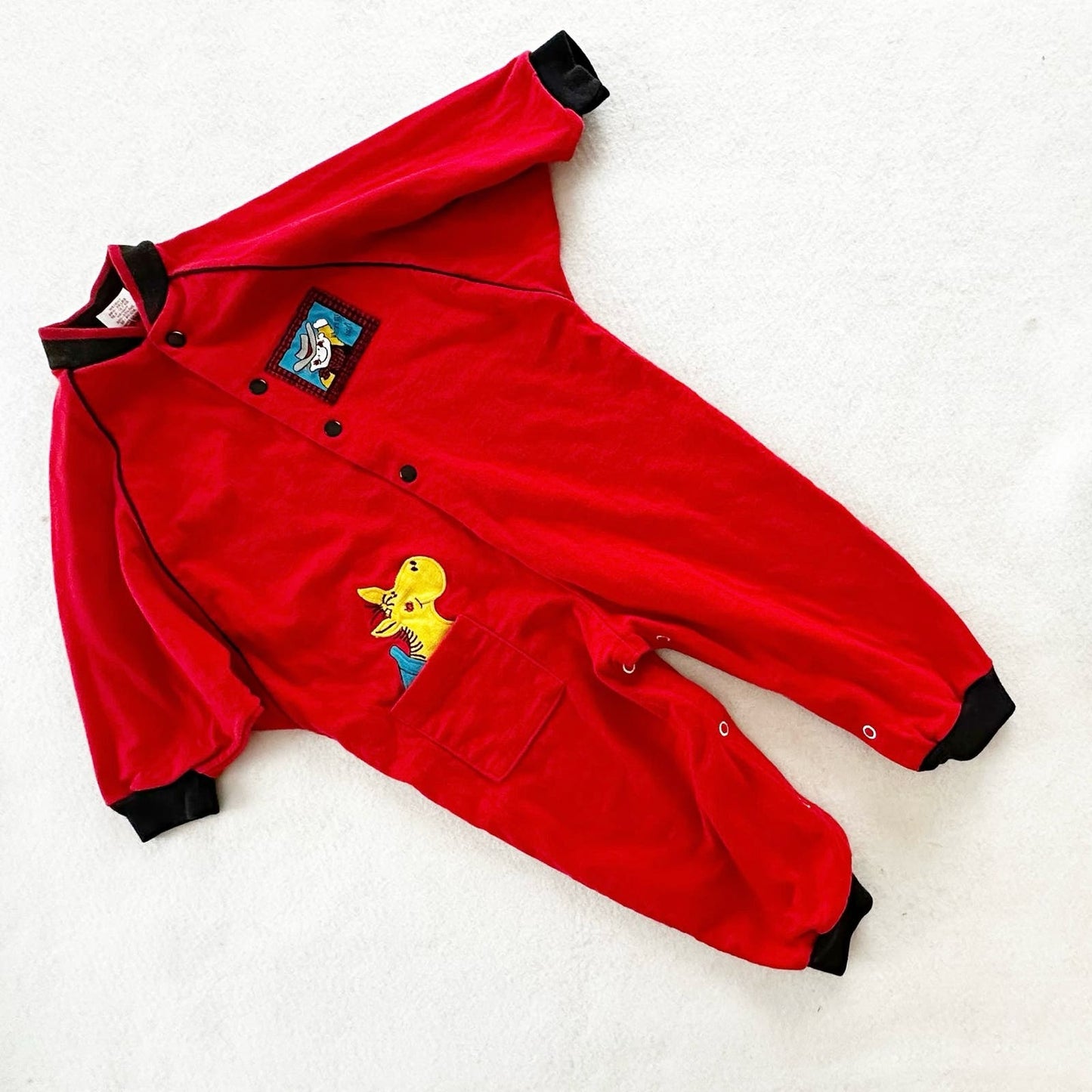 Vintage Buster Brown Cowboy and Horse Baggy Cut Jumpsuit Romper: 18/24m? - Yellow Clover Vintage Kids Clothes