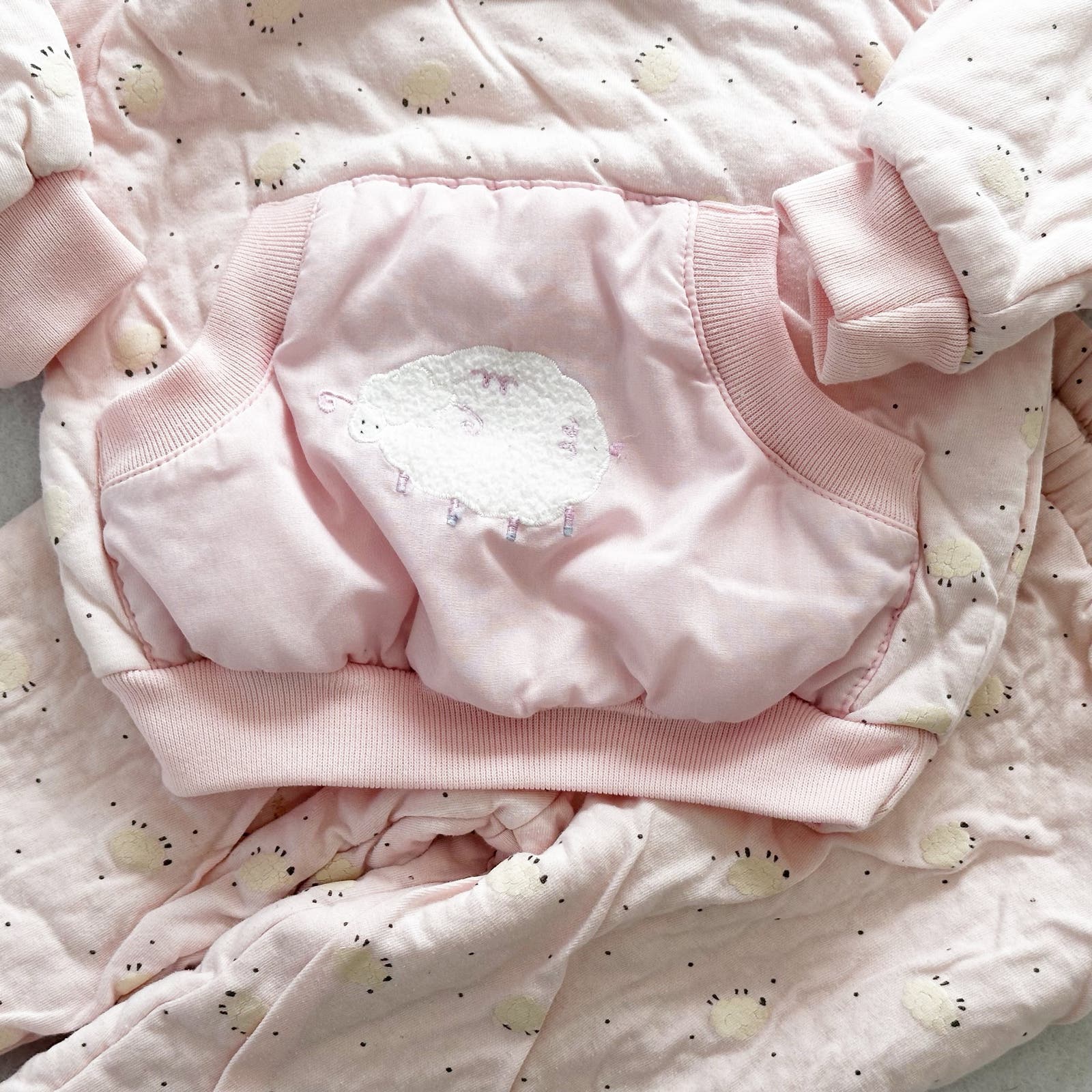 Vintage Flossy Sheep Applique Quilted Sweatshirt Set: 12m - Yellow Clover Vintage Kids Clothes