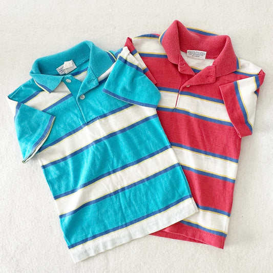 Vintage Wonderknit Striped Polo Bundle: 5T? - Yellow Clover Vintage Kids Clothes