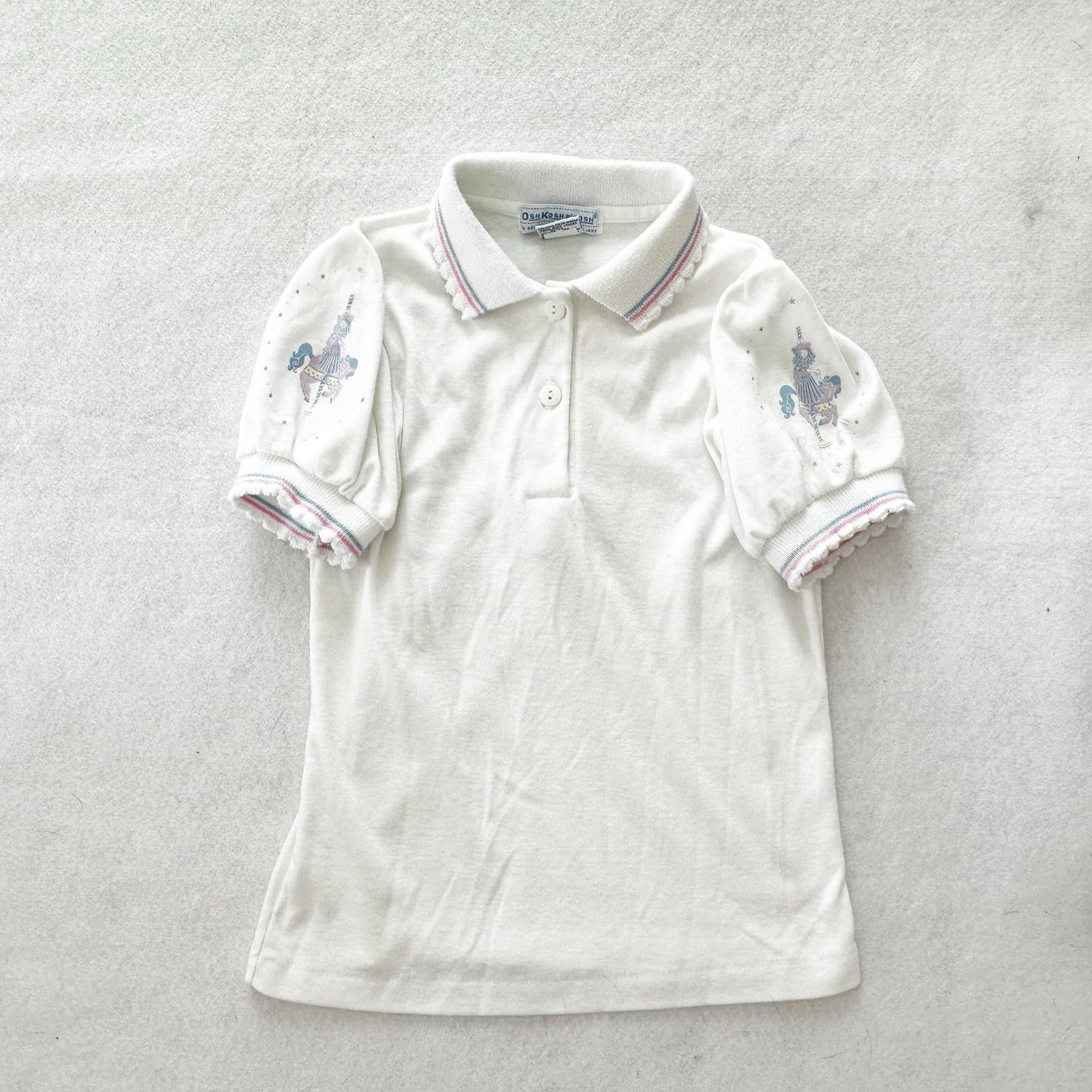 Vintage OshKosh Carousel Girl Short Sleeve Layer Top: 5T? - Yellow Clover Vintage Kids Clothes