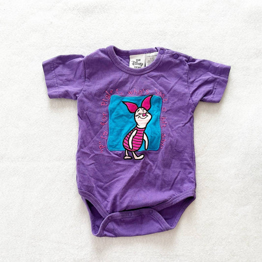 Vintage Disney Store Piglet Embroidered Bodysuit Onesie Romper: 12/18m?