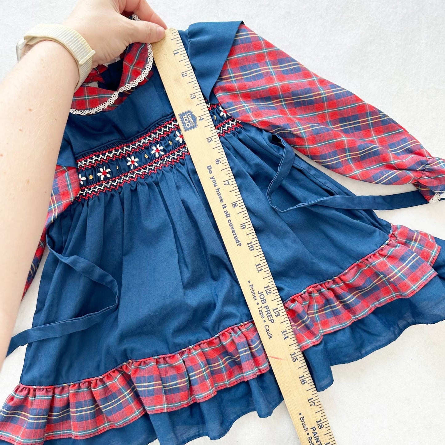 Vintage Polly Flinders Plaid Faux Pinafore Dress: 24m - Yellow Clover Vintage Kids Clothes