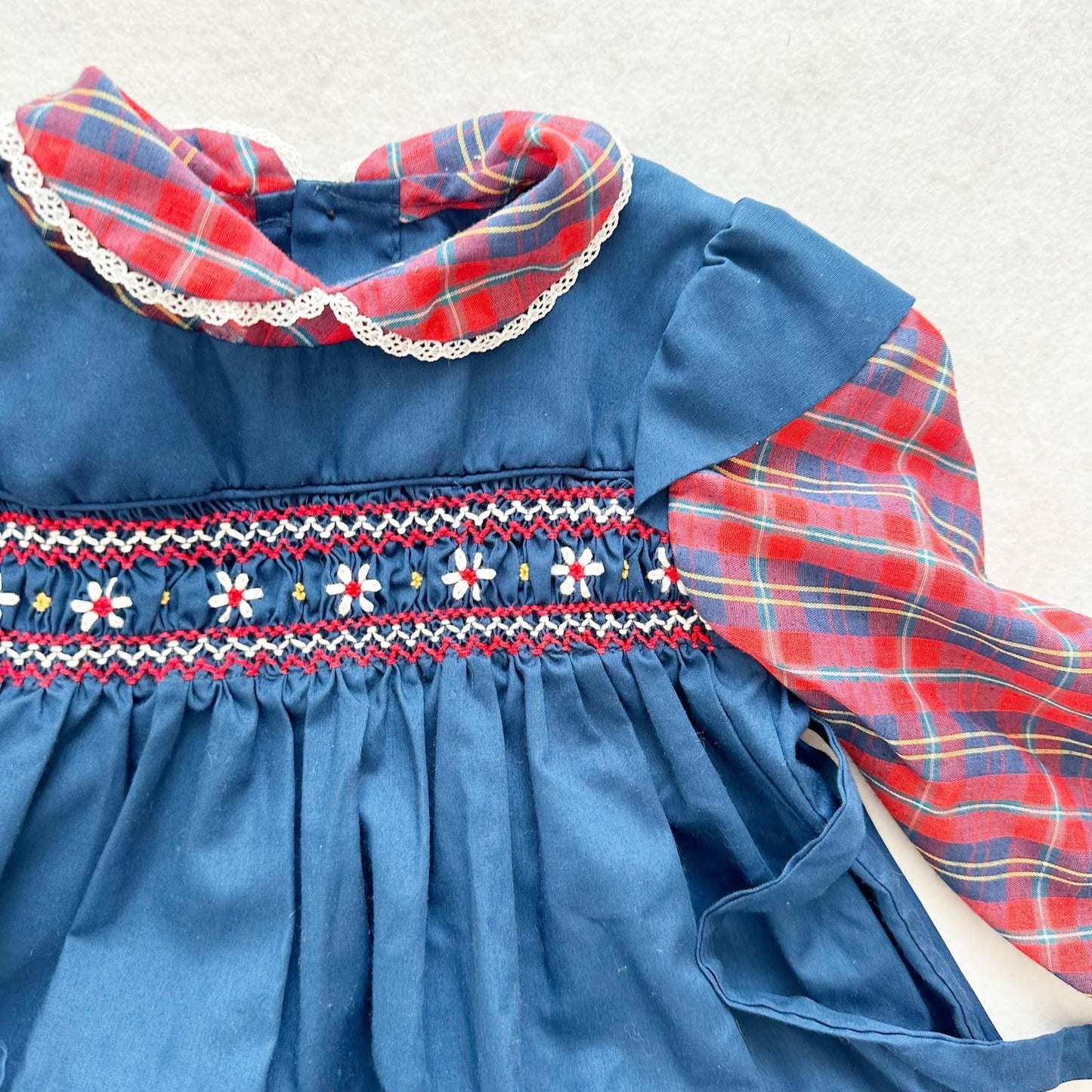 Vintage Polly Flinders Plaid Faux Pinafore Dress: 24m - Yellow Clover Vintage Kids Clothes
