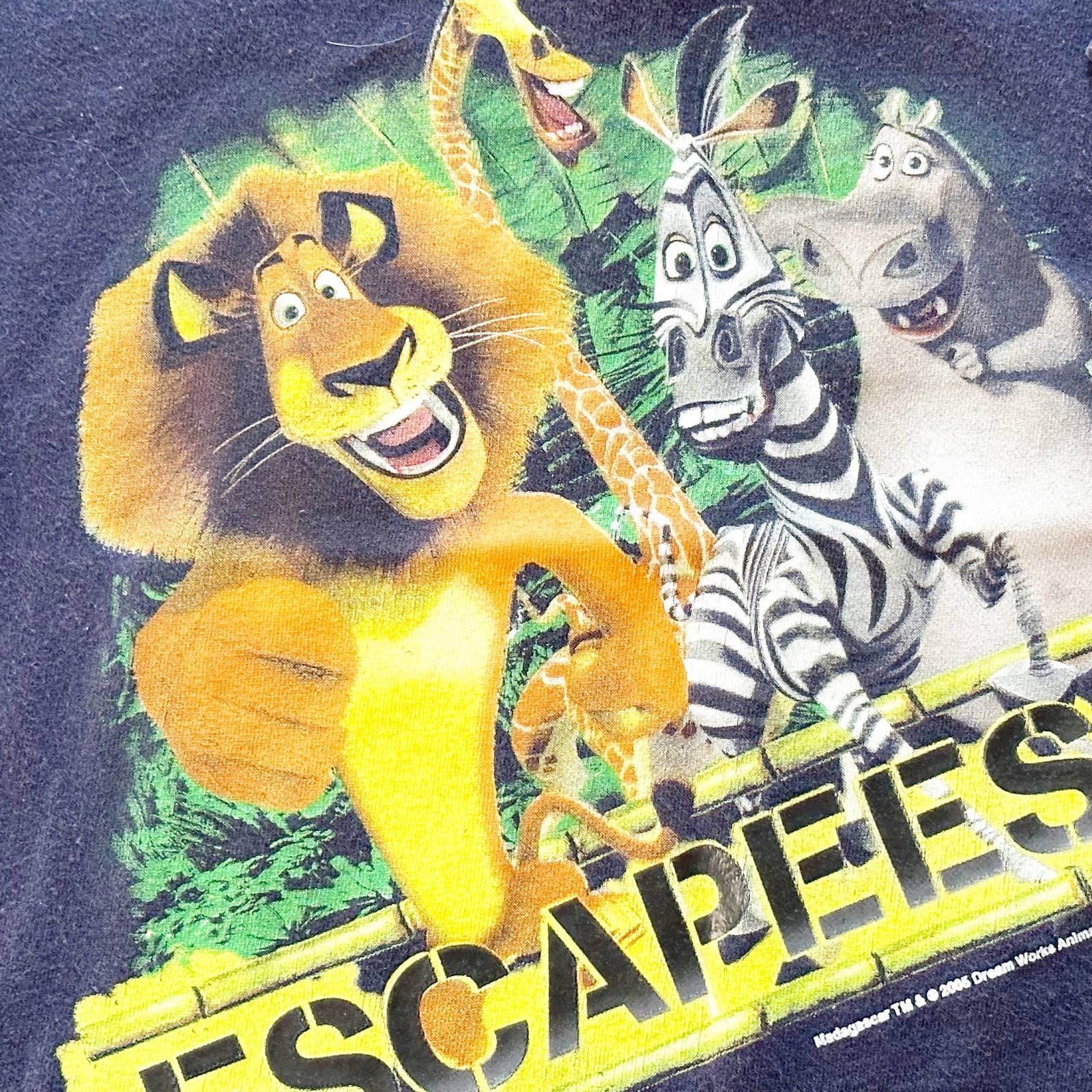 Y2K Madagascar Movie Graphic Tee: 5y - Yellow Clover Vintage Kids Clothes