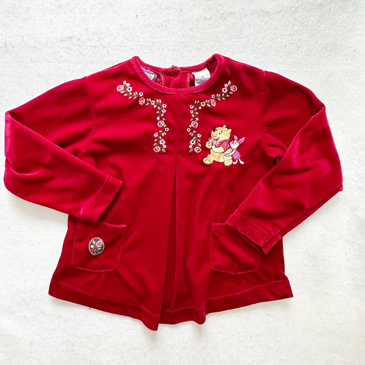Vintage Pooh Rose Embroidered Velour Top: 4T - Yellow Clover Vintage Kids Clothes
