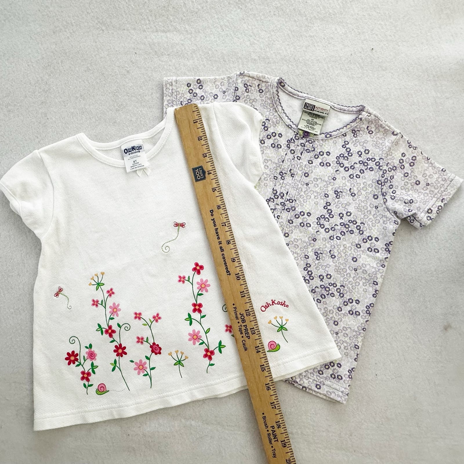 Vintage or Y2K OshKosh + Faded Glory Floral Girls Tee Bundle: 4T - Yellow Clover Vintage Kids Clothes