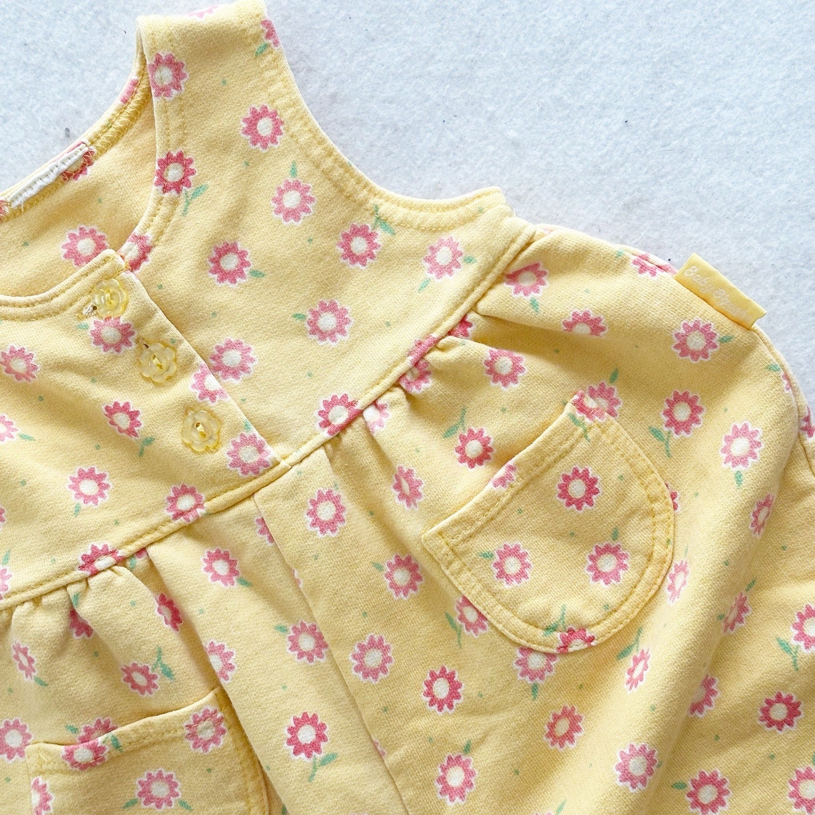 Vintage Baby B’gosh Yellow Flower Print: 9m? - Yellow Clover Vintage Kids Clothes