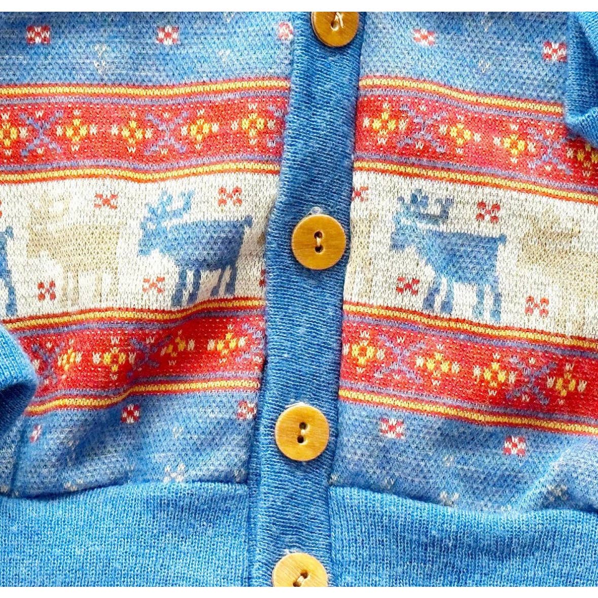 Vintage K-Mart Moose Fair Isle Cardigan: 24m? - Yellow Clover Vintage Kids Clothes