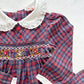 Vintage JM Rags Plaid Smocked Embroidered Long Sleeve Dress: 4T - Yellow Clover Vintage Kids Clothes