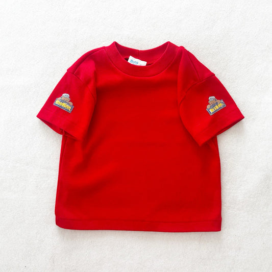 Vintage OshKosh Conductor Bears Short Sleeve Graphic Layer Top: 18m - Yellow Clover Vintage Kids Clothes