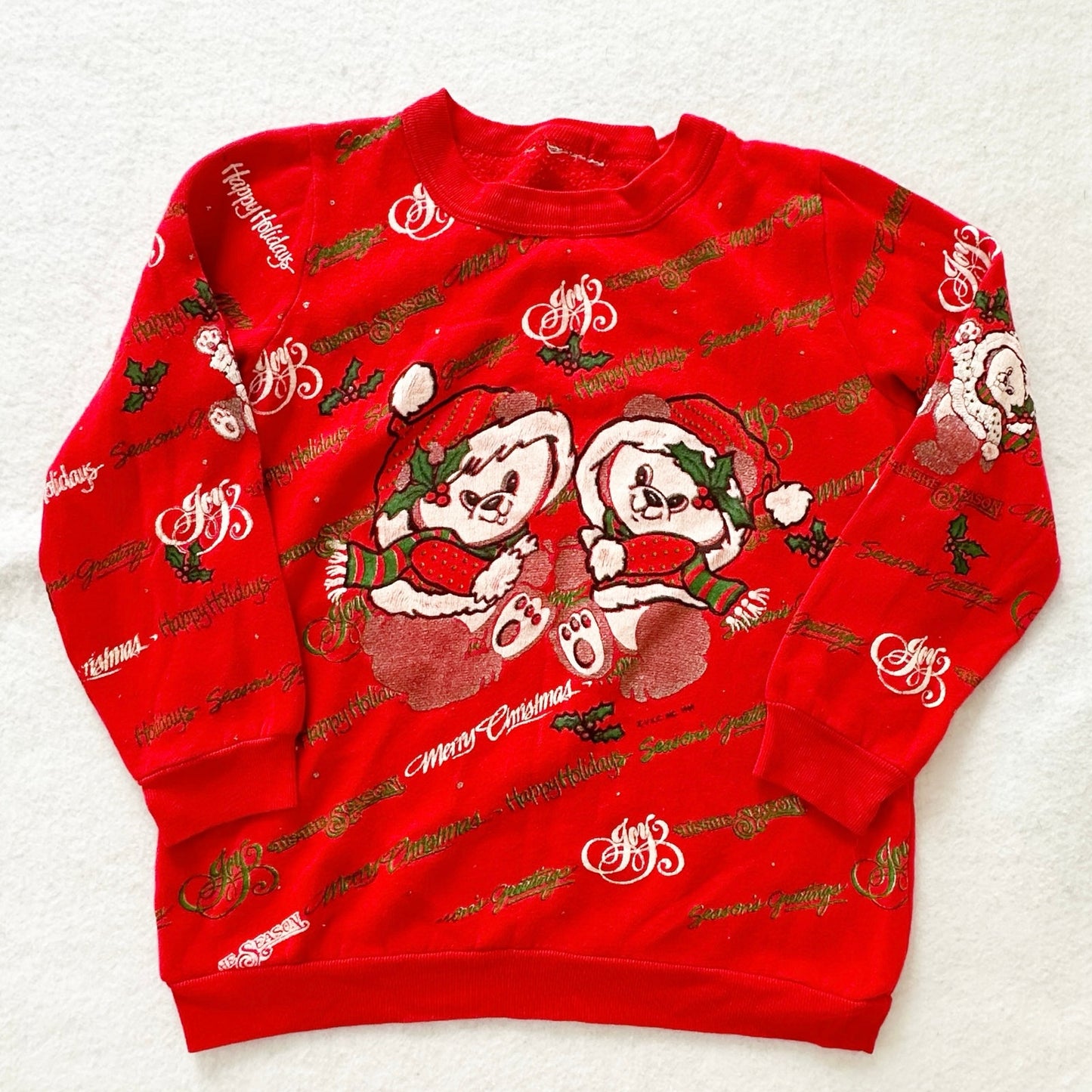 Vintage Christmas Teddy Bears Graphic Sweatshirt: 7/8y?